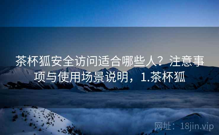 茶杯狐安全访问适合哪些人？注意事项与使用场景说明，1.茶杯狐