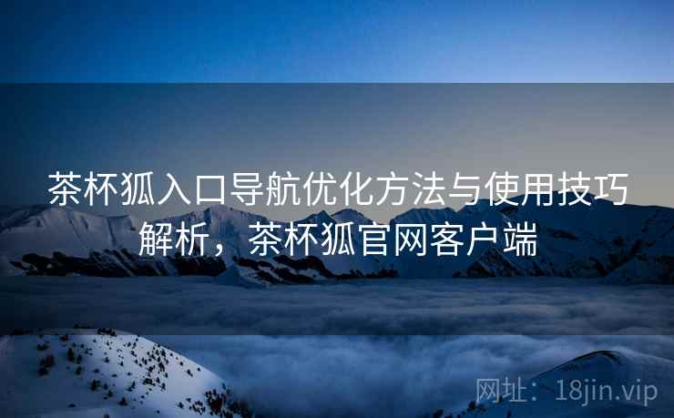 茶杯狐入口导航优化方法与使用技巧解析，茶杯狐官网客户端